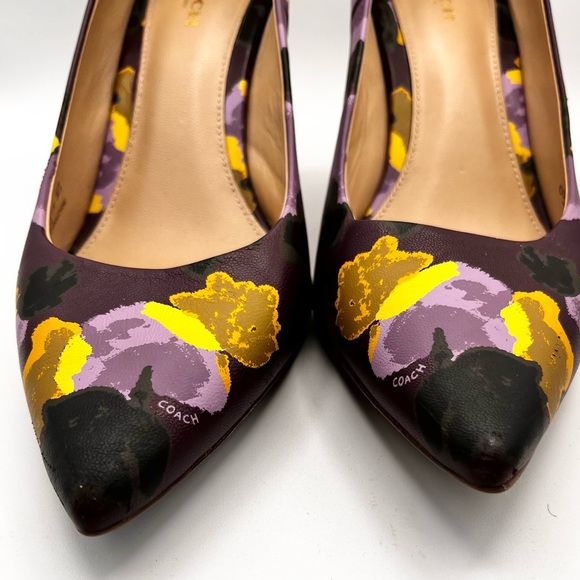 COACH DEEP PURPLE FLORAL PUMPS - Picture 10 of 11